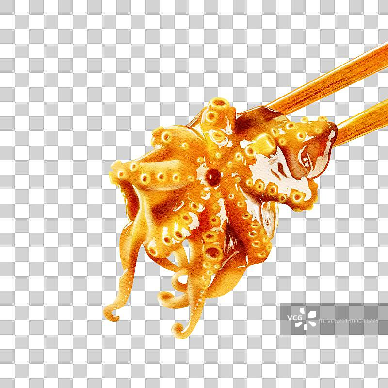 水彩麻辣八爪鱼一筷子图片素材