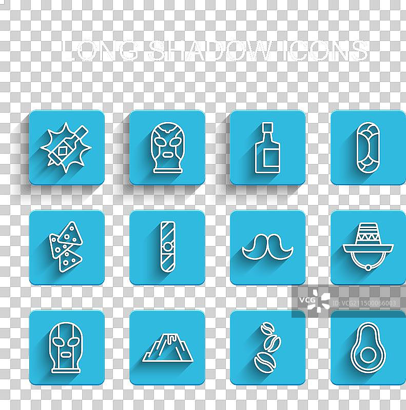 墨西哥摔跤手和火山爆发线性组合图片素材