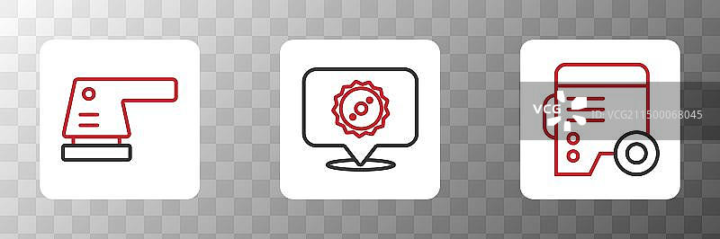 发电机电动砂光机电源线条图标组合图片素材