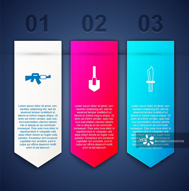 M16A1步枪、铲子和军用刀具素材图片素材