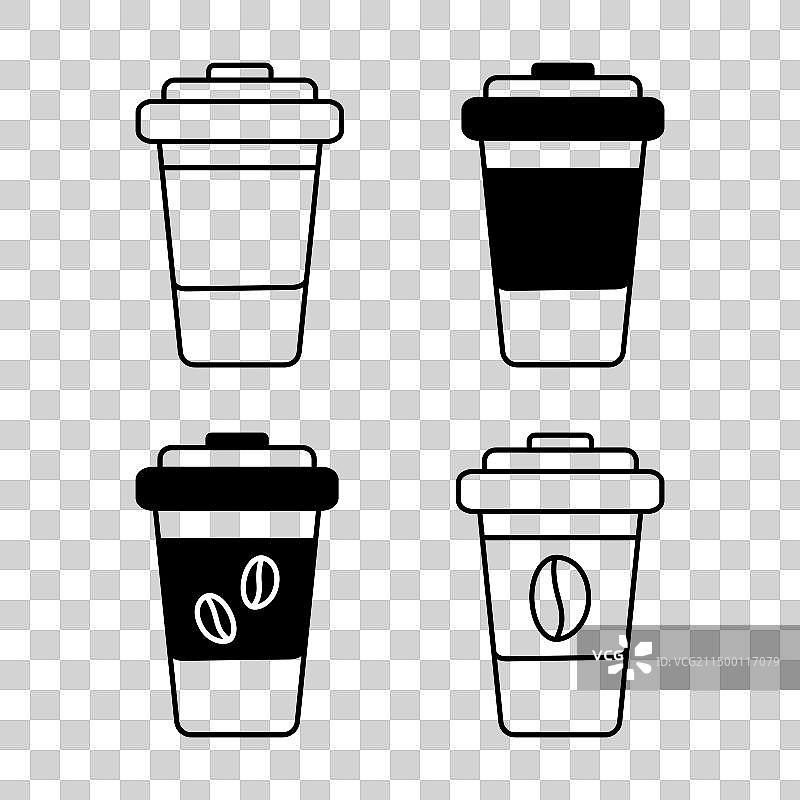 一次性咖啡杯剪影绘画图片素材