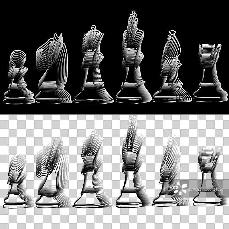 国际象棋棋子黑色剪影图标图片素材