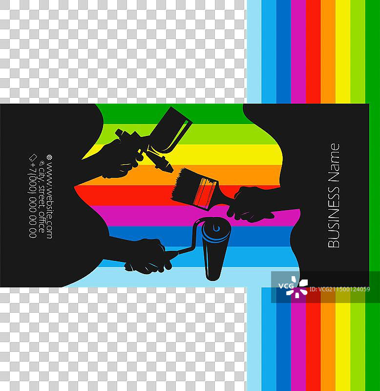 手持滚刷和喷枪名片图片素材