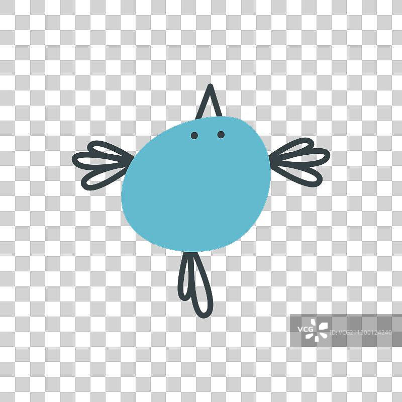 蓝色涂鸦小鸟卡通趣味图标手绘图片素材