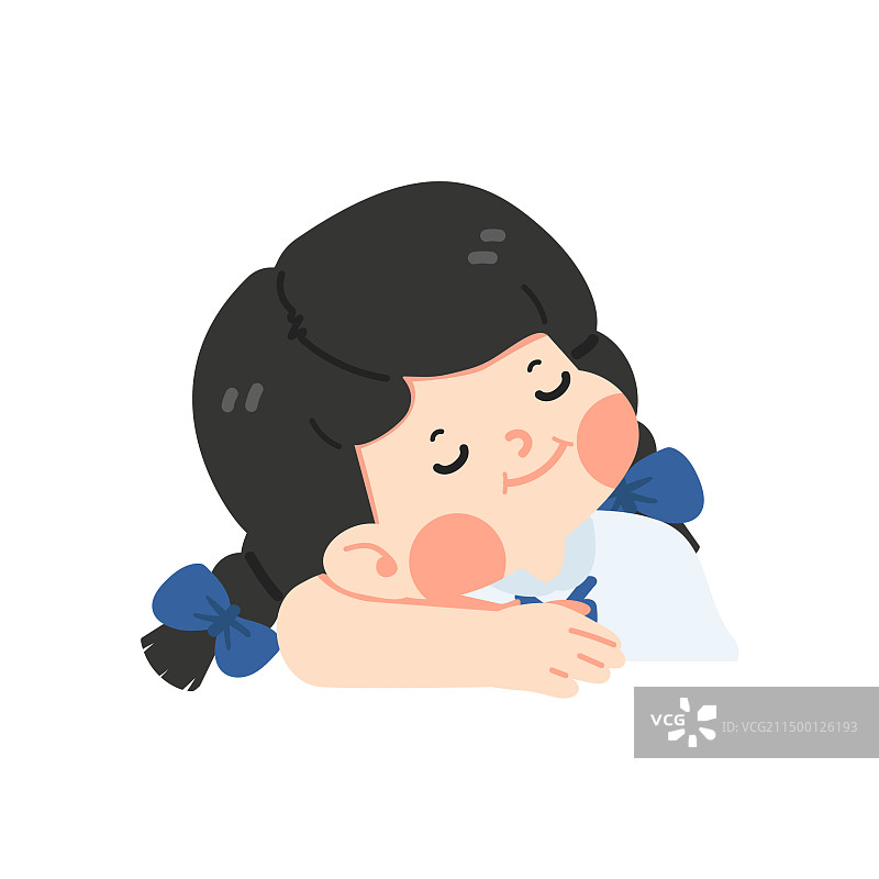 儿童女学生睡觉图片素材