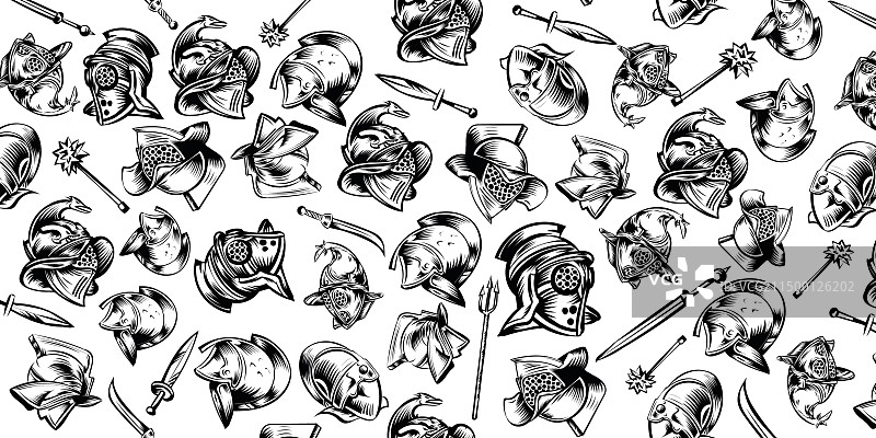 罗马角斗士盔甲头盔图案（黑色）图片素材