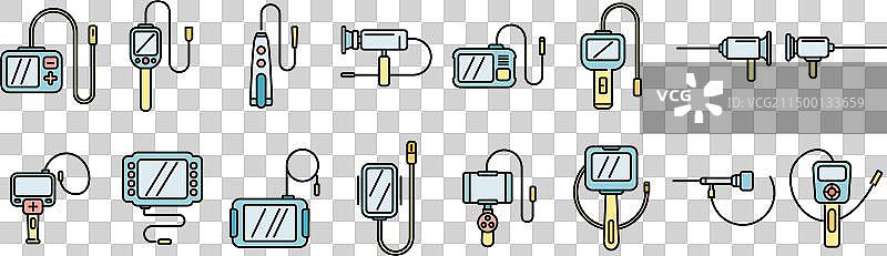 彩色内窥镜图标集图片素材