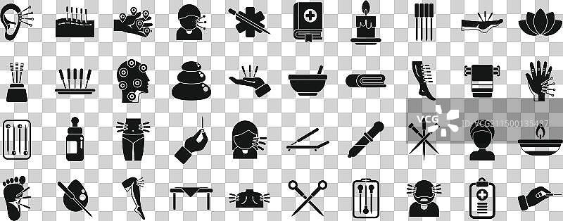 针灸图标合集，简易经络人体图片素材