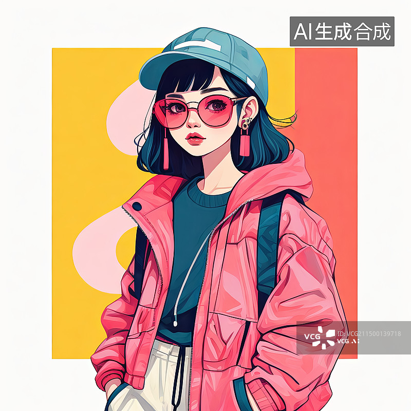 【AI数字艺术】时尚女性现代风格扁平插画图片素材