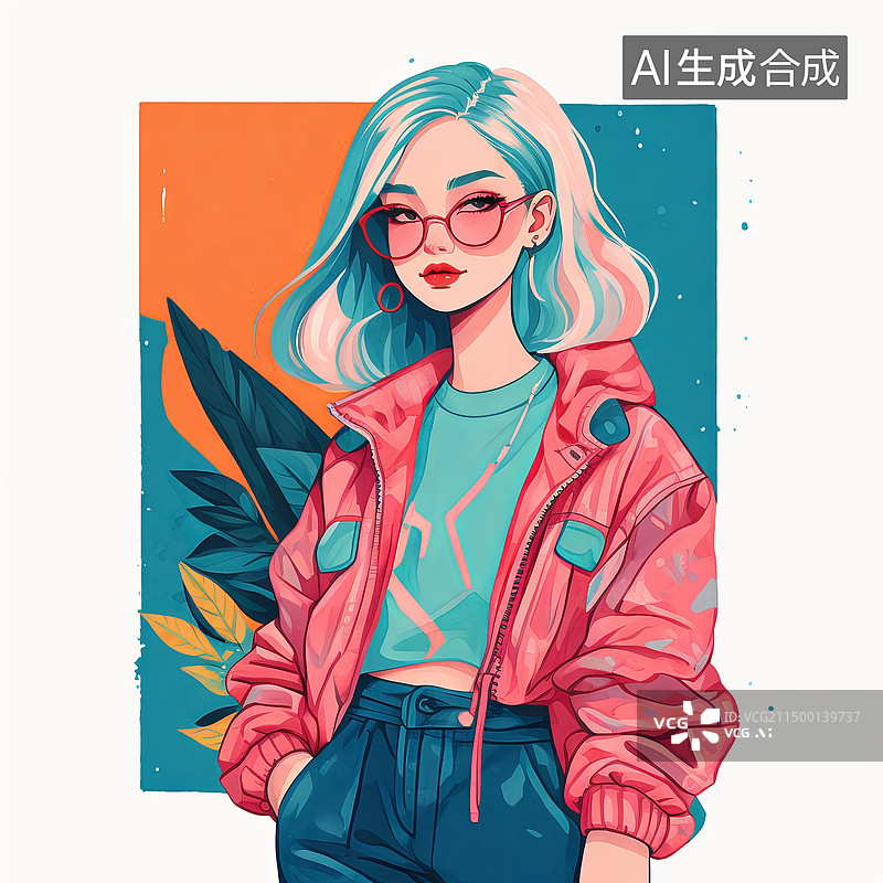 【AI数字艺术】时尚女性现代风格扁平插画图片素材