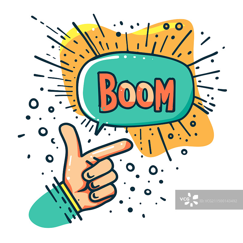 手势指向漫画风格爆炸效果图片素材