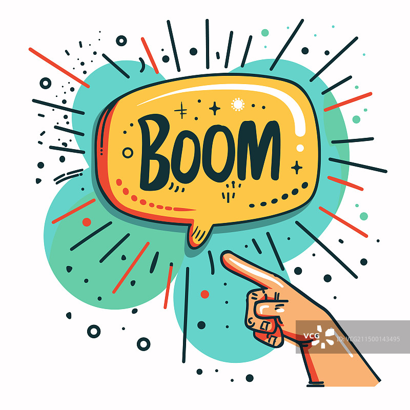 手势指向漫画风格爆炸效果图片素材