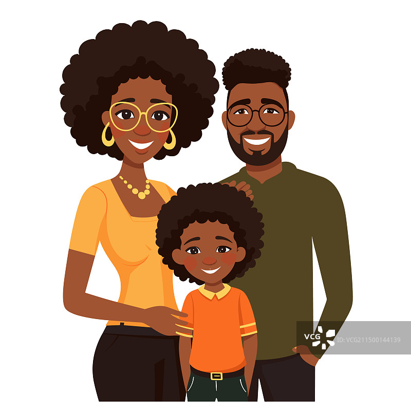 快乐的非洲家庭合影微笑图片素材