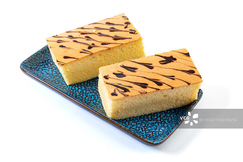 椰浆拉花古早蛋糕图片素材