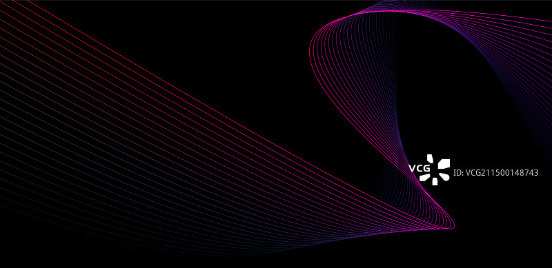 深色背景上的动态发光波浪线图片素材