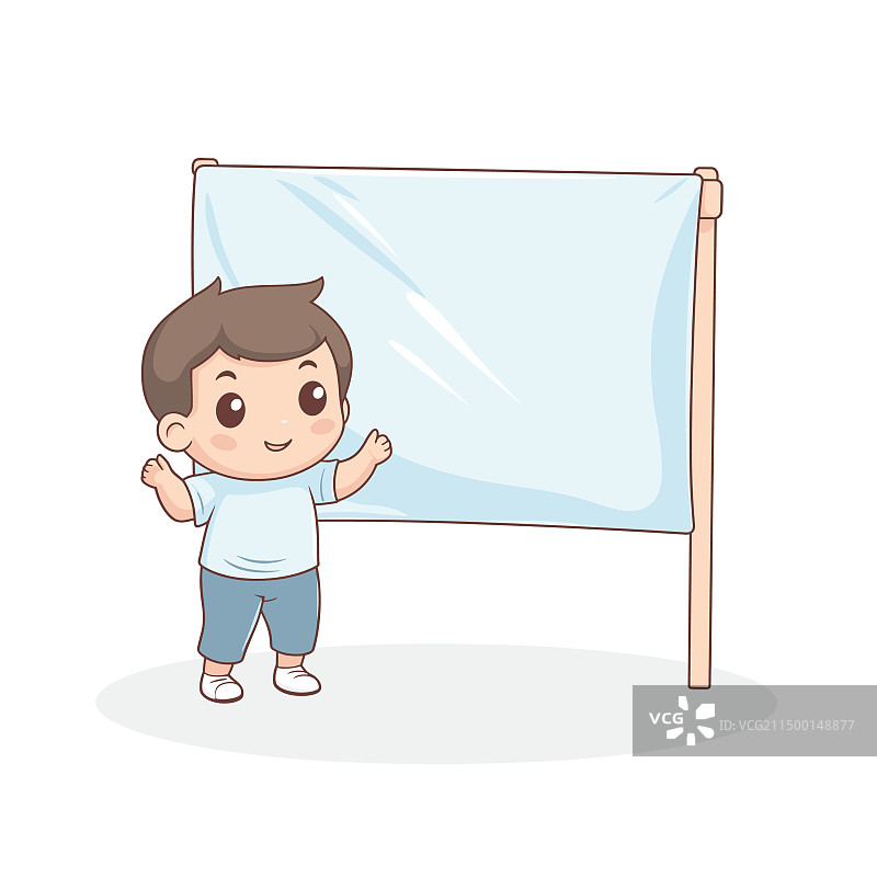 展示空白banner的男孩图片素材