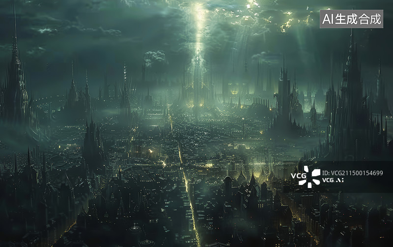 【AI数字艺术】未来科幻城市背景夜景图片素材