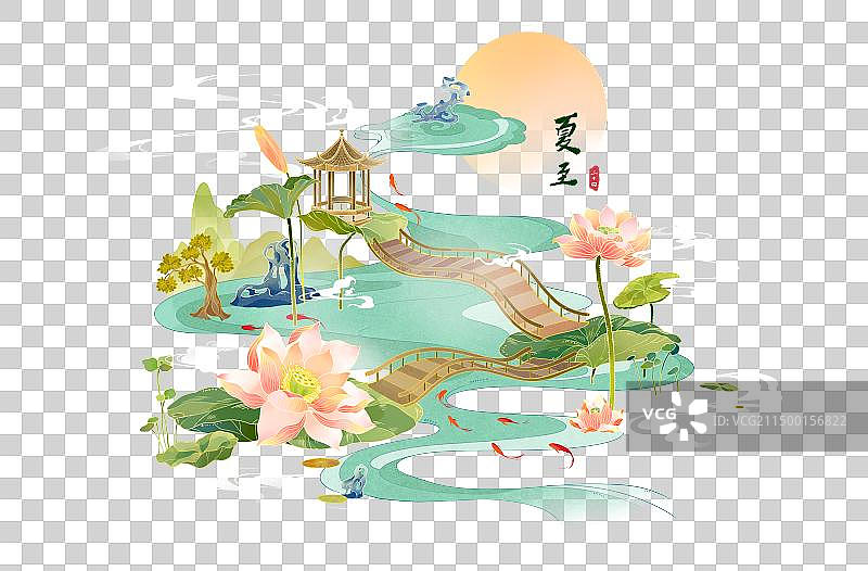 国风插画之二十四节气夏至图片素材