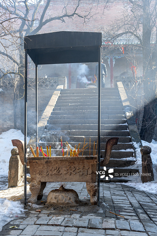 春节假期的山西古建临汾蒲县东岳庙图片素材