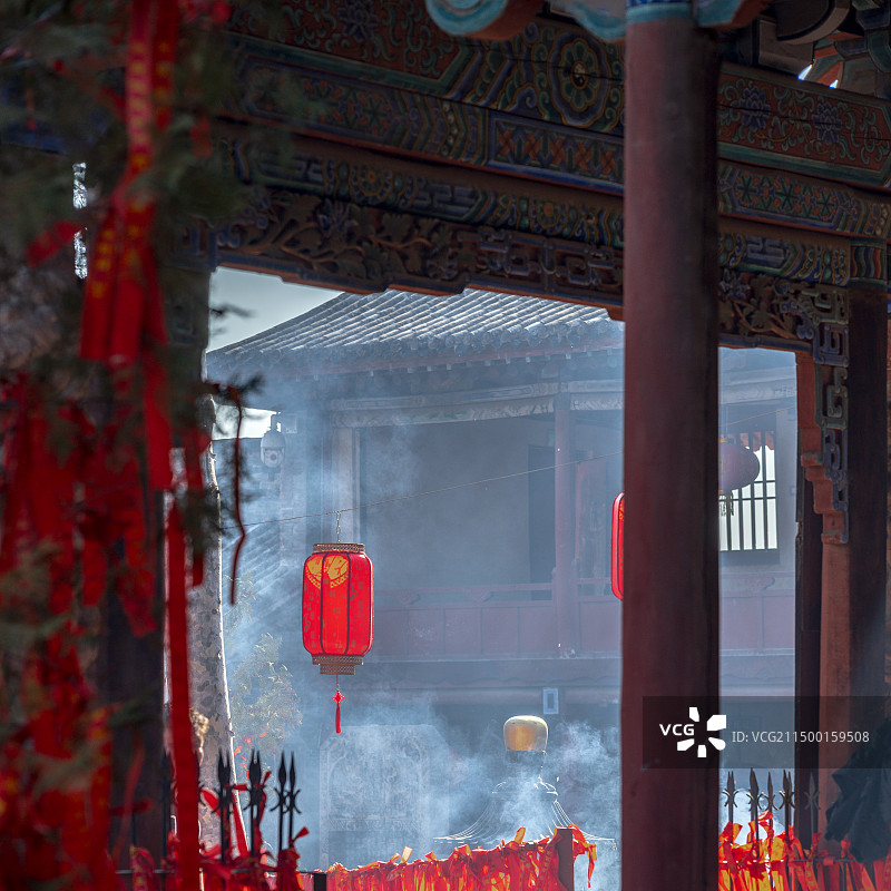 春节假期的山西古建临汾蒲县东岳庙图片素材