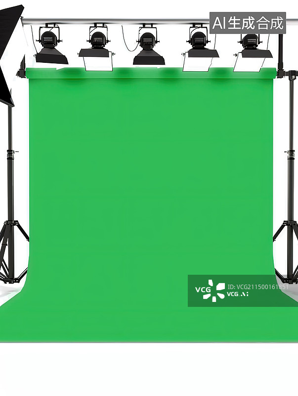 【AI数字艺术】绿色背景下悬挂的空白广告牌特写镜头图片素材