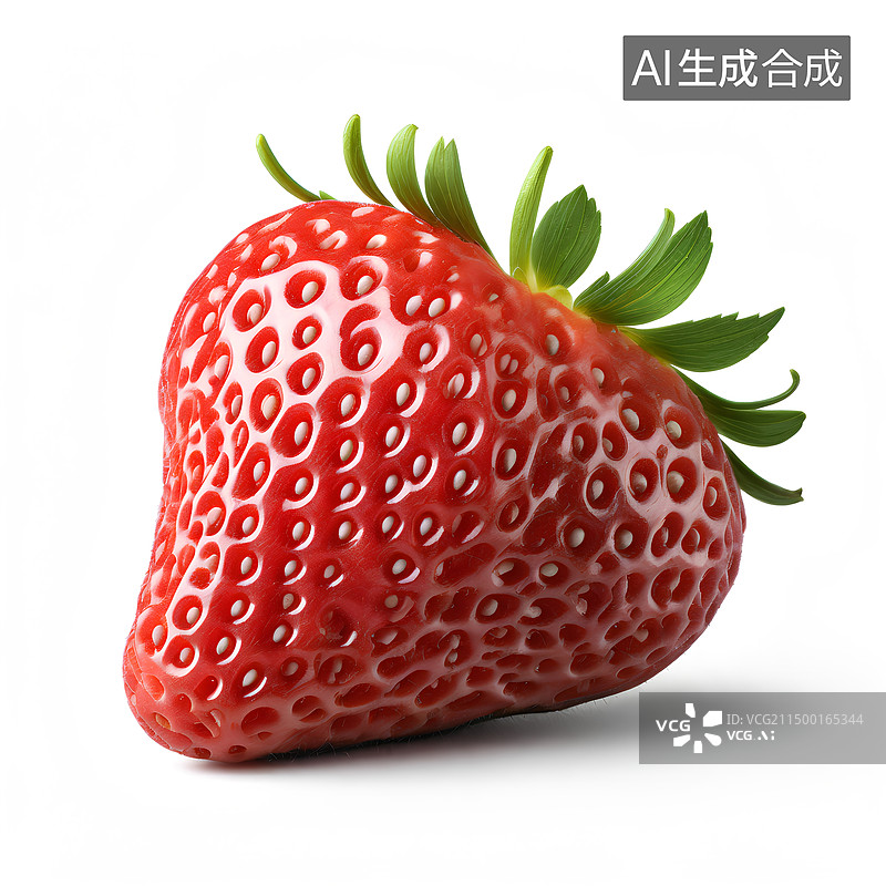 【AI数字艺术】白色背景下的草莓特写镜头图片素材