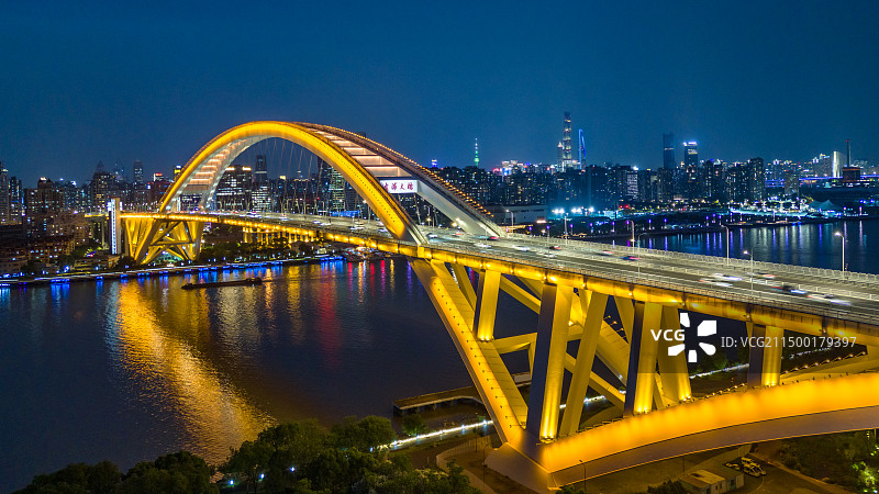 上海卢浦大桥航拍夜景图片素材
