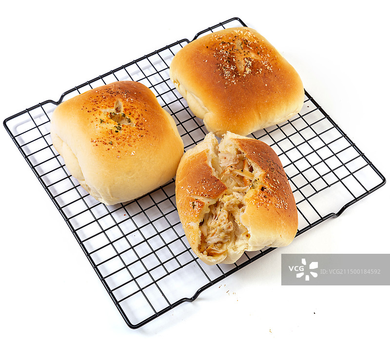 芝士熏鸡肉面包图片素材