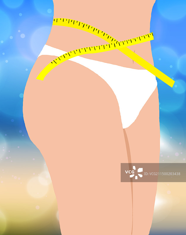 手拉尺子量腰围时尚插画图片素材