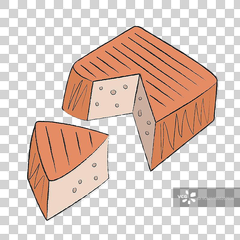 覆盖着红色薄膜的意大利方形奶酪图片素材