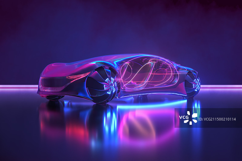 发光_透明_抽象_汽车_水面倒影图片素材