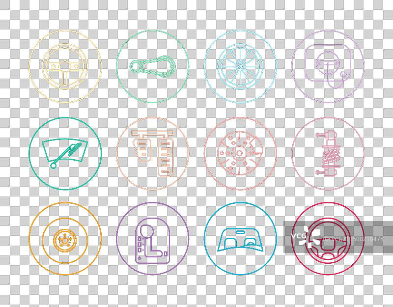 方向盘减震器汽车燃气线性图标图片素材