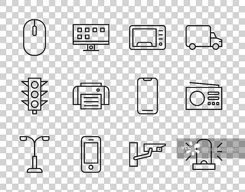 街灯闪光器微波炉线条合集图片素材