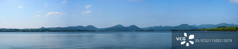 全景图，杭州西湖山水风光图片素材