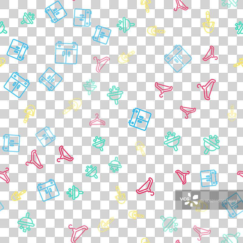 线条衣柜、洗脸池、铲子和衣架图片素材