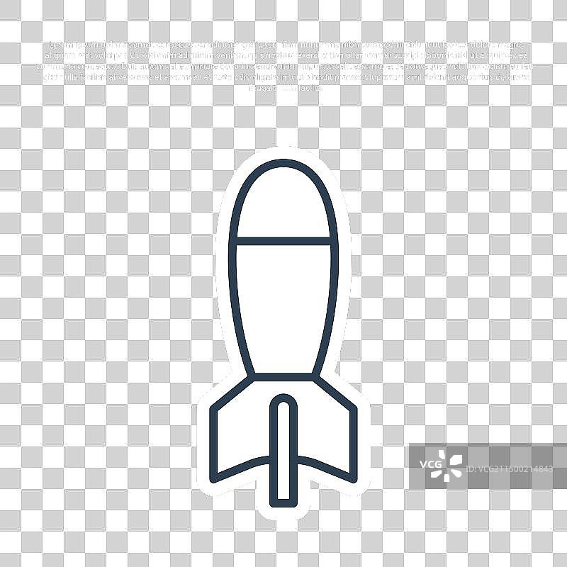 蓝色线条：火箭发射器与导弹图标图片素材