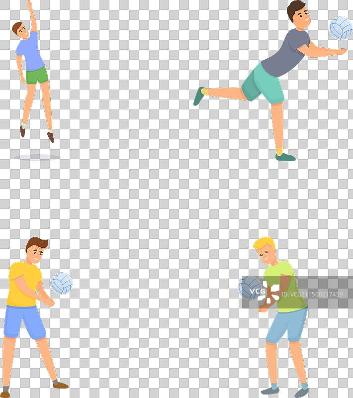 卡通人物排球图标合集图片素材