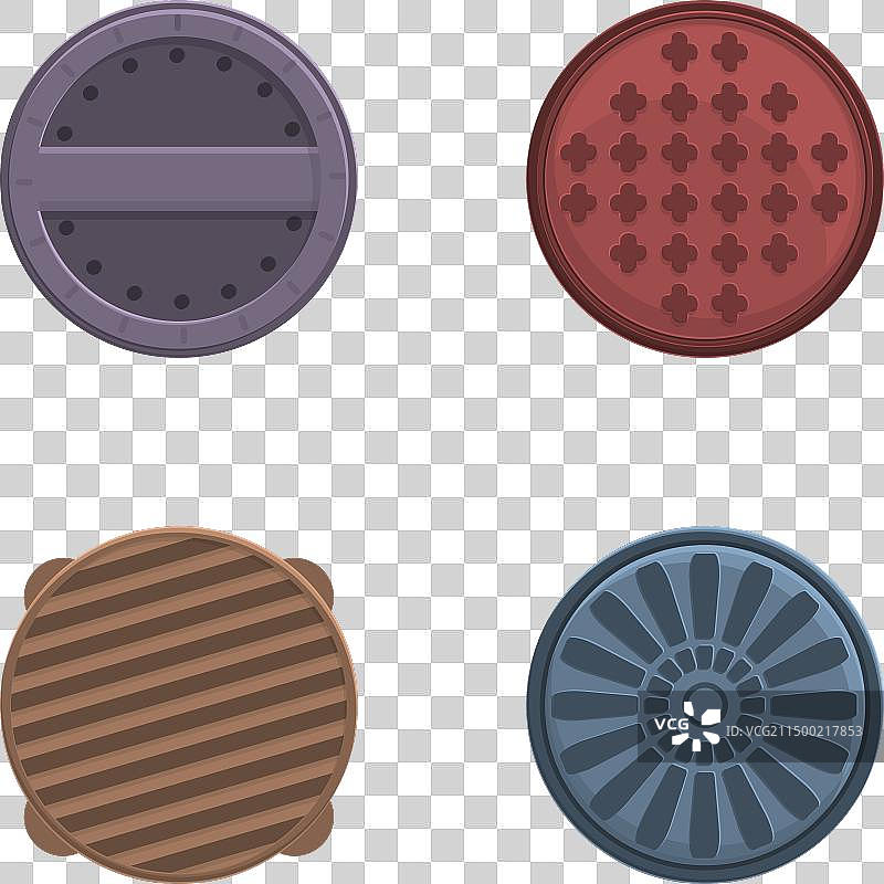 卡通道路人孔铁盖图标图片素材