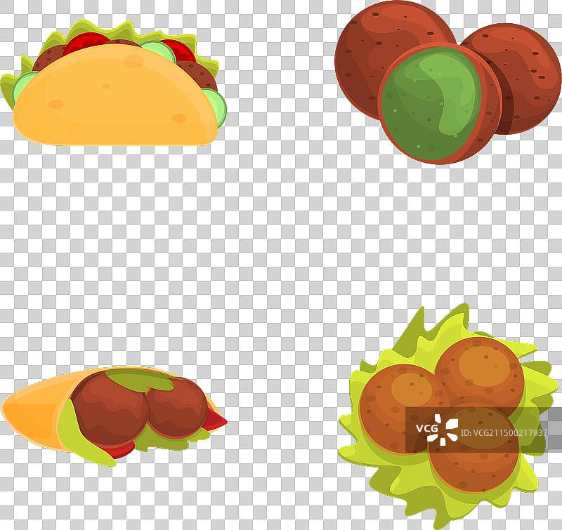 新鲜炸豆丸子图标卡通合集图片素材