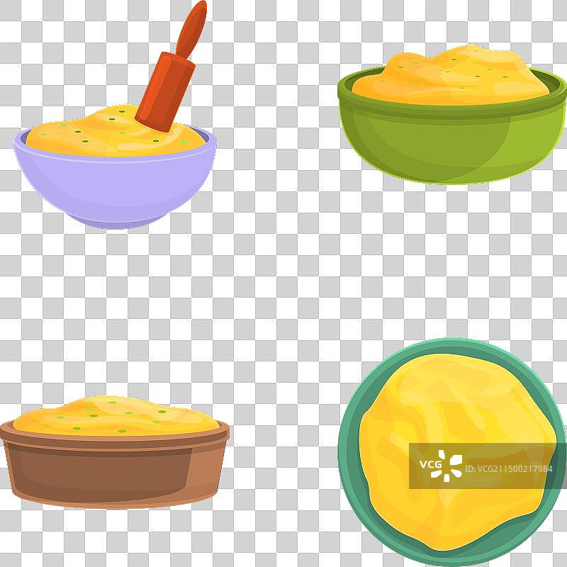 马铃薯菜肴卡通图标，新鲜土豆泥图片素材