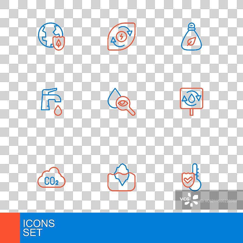 线条温度计冰山二氧化碳排放图片素材