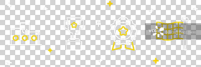 线条方格旗星星奖章奖杯图片素材