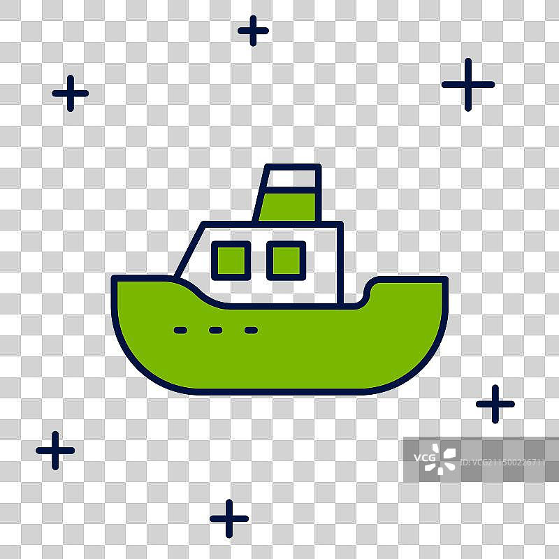 白色背景上的玩具船图标图片素材