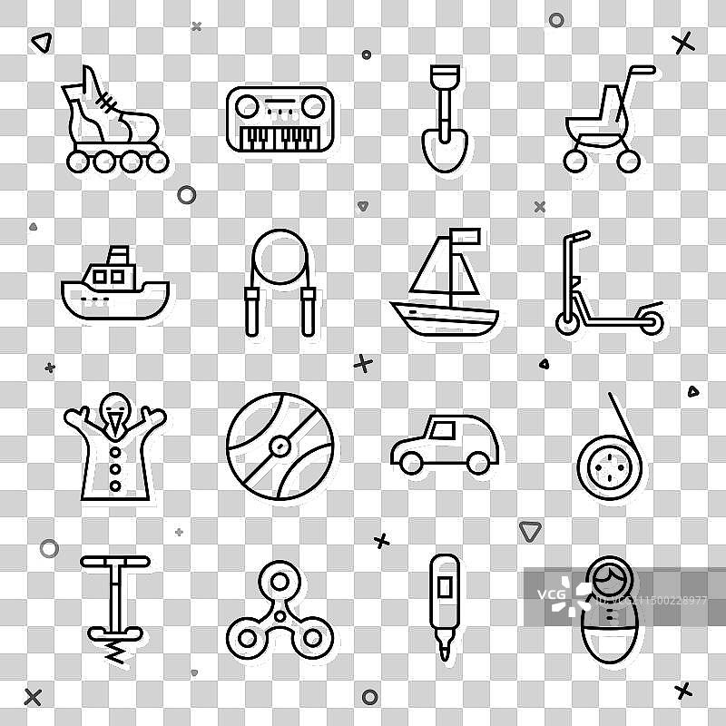 不倒翁、玩具娃娃、溜溜球、滑板车、铲子图片素材