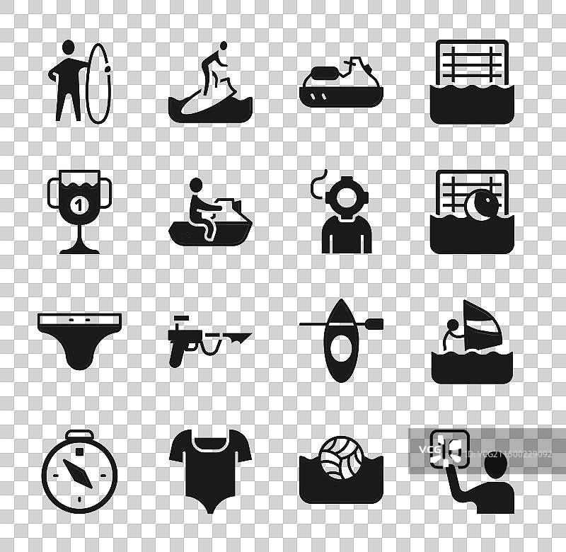 评委对风帆冲浪和水球运动的评估图案设计图片素材