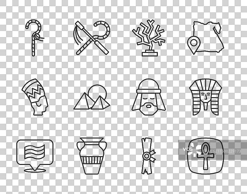 埃及国旗、十字架、珊瑚、埃及文字图片素材