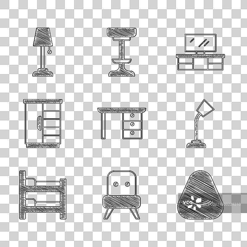 办公桌扶手椅脚凳台灯双层床素材图片素材