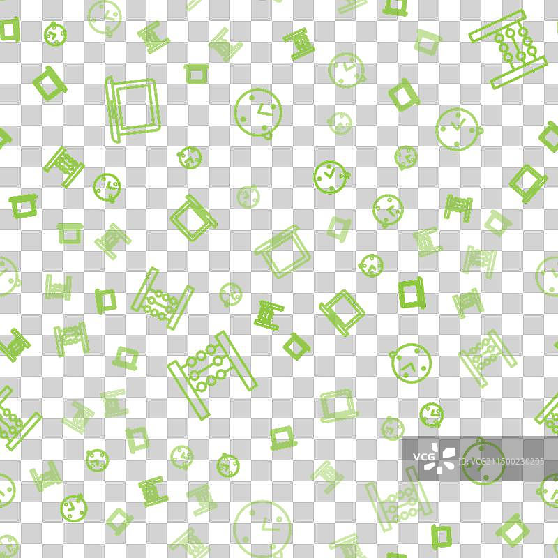 笔记本电脑、算盘和时钟无缝组合图片素材