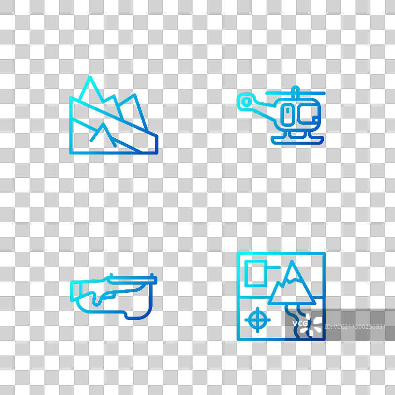 线条合集：折叠地图、冬季两项步枪和山脉图片素材