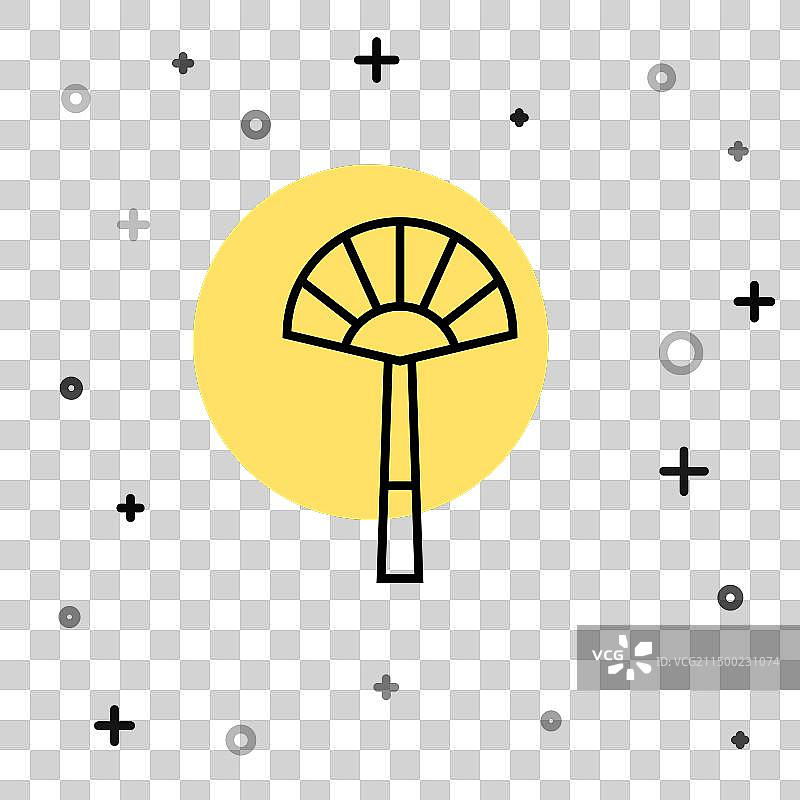黑色线条埃及扇子图标图片素材